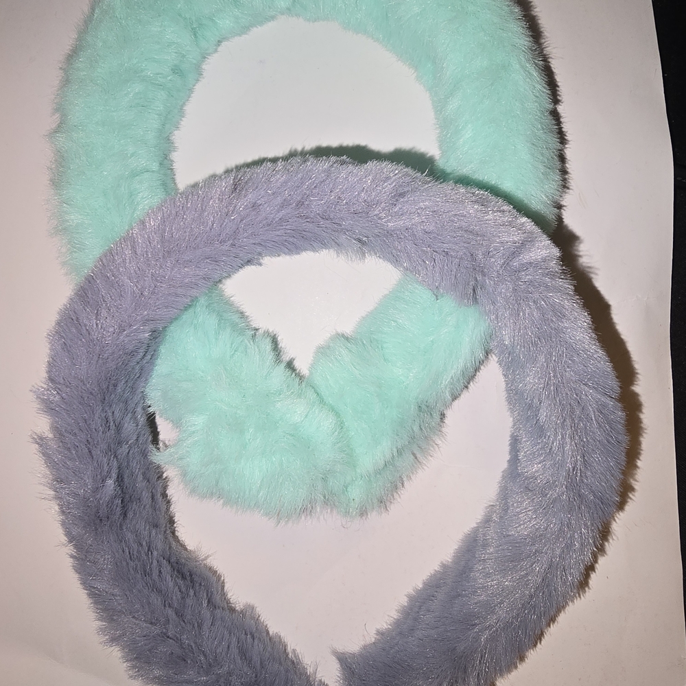 Fuzzy Mint and Gray Hairbands